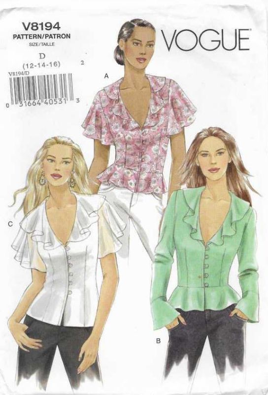 Picture of C353 VOGUE V8194: TOPS SIZE 12-16