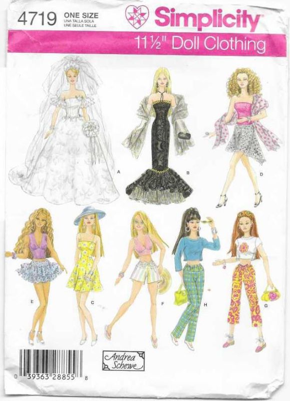 Picture of W2 SIMPLICITY 4719: FASHION DOLLS CLOTHES SIZE 11.5 or 29cm 