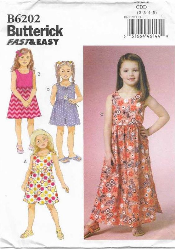 Picture of A52 BUTTERICK B6202: GIRLS DRESS SIZE 2-5