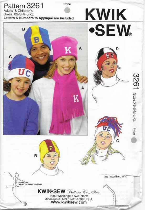 Picture of A67 KWIK*SEW 3261: WINTER HATS FAMILY SIZE 