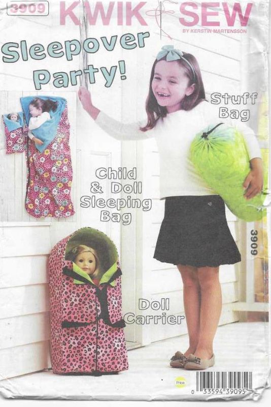 Picture of A91 KWIK*SEW 3909: SLEEPOVER 4 CHILD & DOLL ONE SIZE 