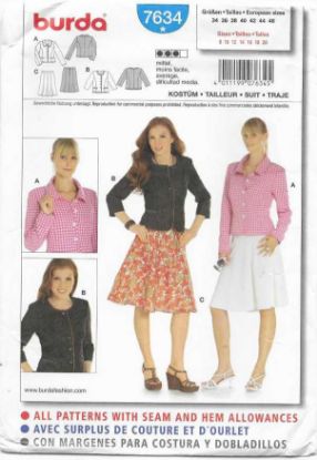 Picture of 39 BURDA 7634: JACKET & SKIRT SIZE 8-20