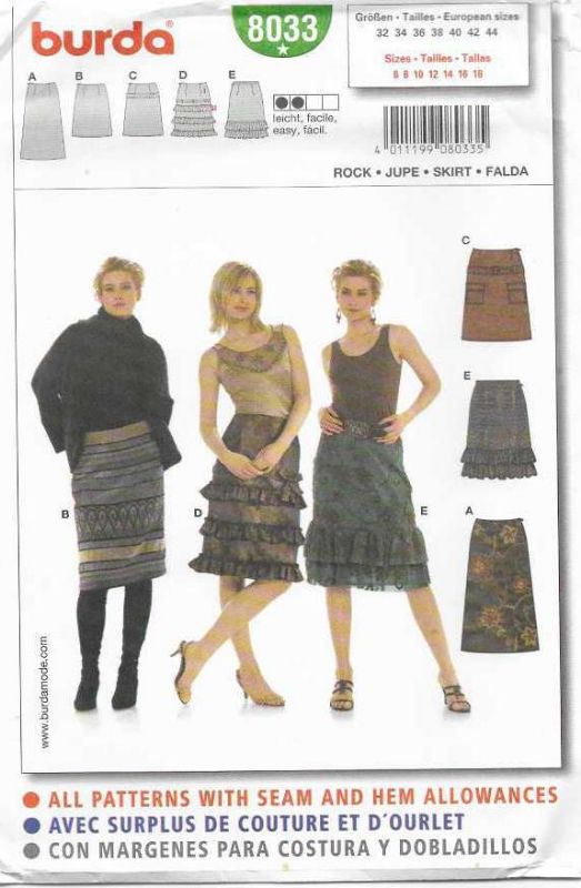 Picture of 115 BURDA 8033: SKIRT SIZE 6-18