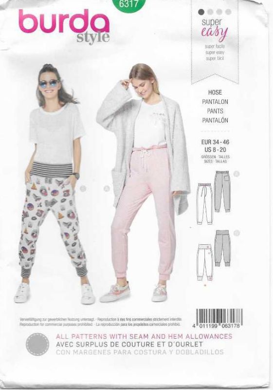Picture of B296 BURDA 6317: PANTS SIZE 8-20
