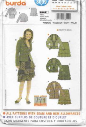 Picture of B239 BURDA 8009: JACKET & SKIRT SIZE 6-20
