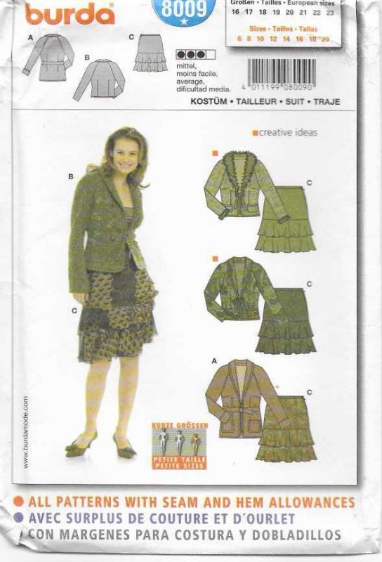 Picture of B239 BURDA 8009: JACKET & SKIRT SIZE 6-20