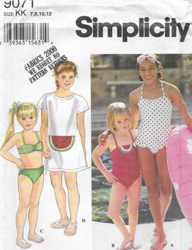Picture of C342 SIMPLICITY 9071: SWIMSUIT & COVER UP SIZE 7-12