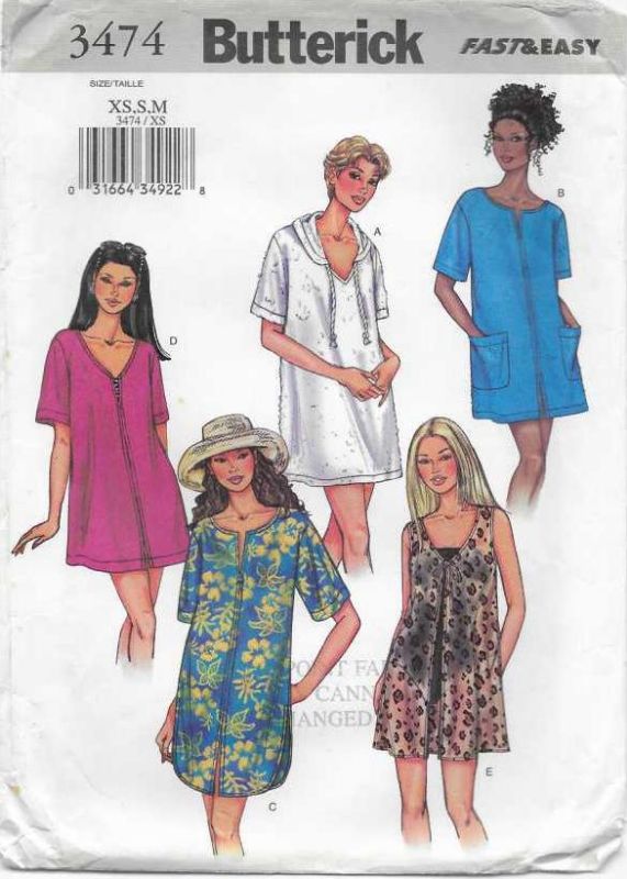 Picture of C354 BUTTERICK 3474: SWIMWEAR COVER UP SIZE XS-M