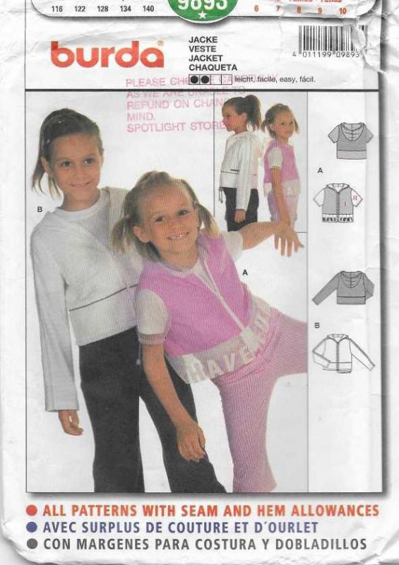 Picture of C222 BURDA 98993: GIRL'S JACKET SIZE 6-10