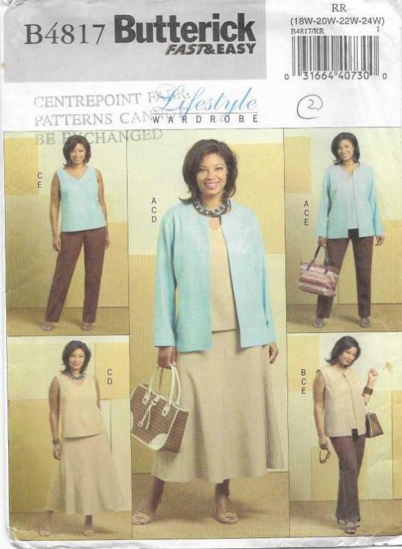 Picture of C31 BUTTERICK 4817: JACKET, VEST , TOP SKIRT & PANTS SIZE 18-24