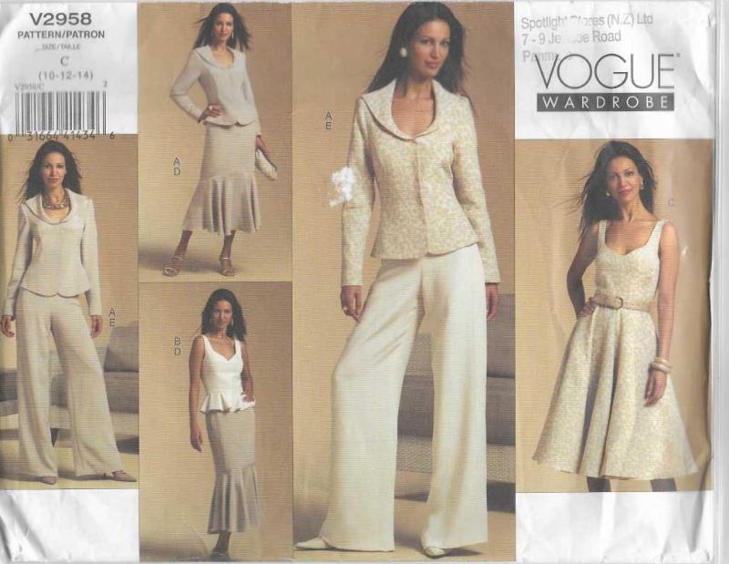 Picture of A30 VOGUE V2958: JACKET, BUSTIER, DRESS, SKIRT & PANTS SIZE 10-14