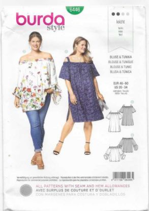 Picture of 124 BURDA 6446: TOP OR DRESS SIZE 20-34