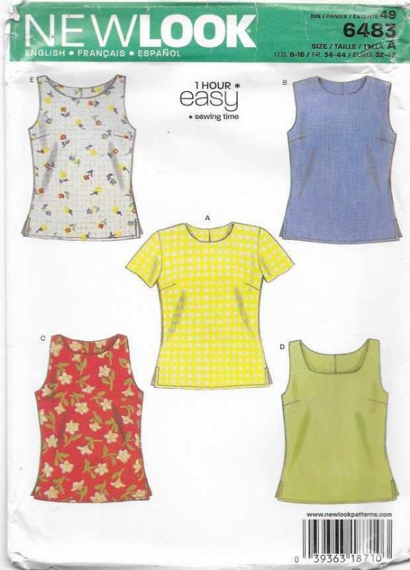 Picture of B196 NEW LOOK 6483: TOPS SIZE 6-16