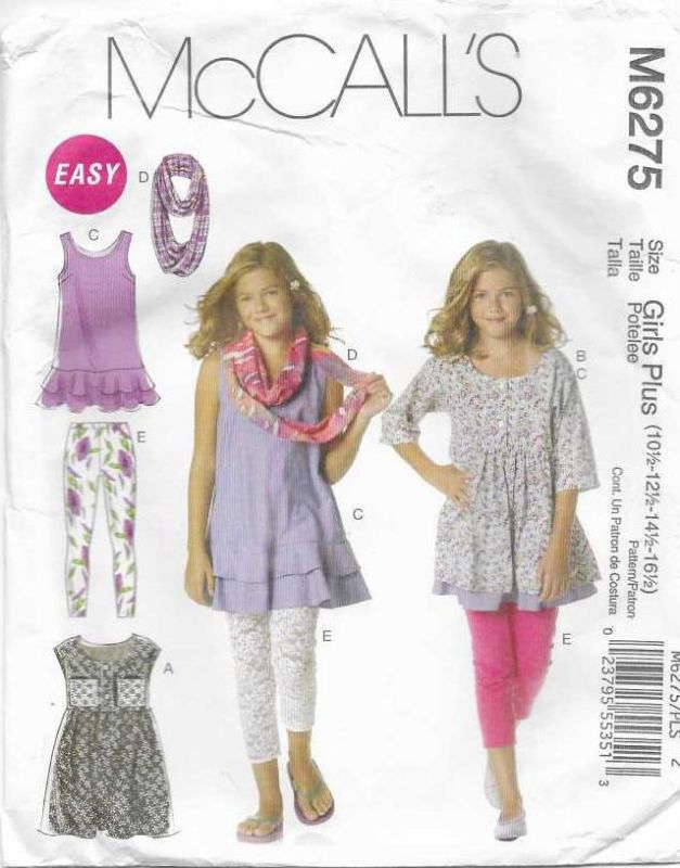 Picture of C356 McCALL'S  M6275: GIRL'S DRESS, SCARF & LEGGINGS SIZE 10-16