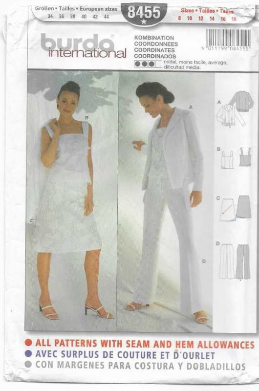 Picture of C197 BURDA 8455: JACKET, TOP, SKIRT & PANTS SIZE 8-18