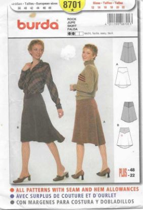Picture of C208 BURDA 8701: SKIRT SIZE 12-22