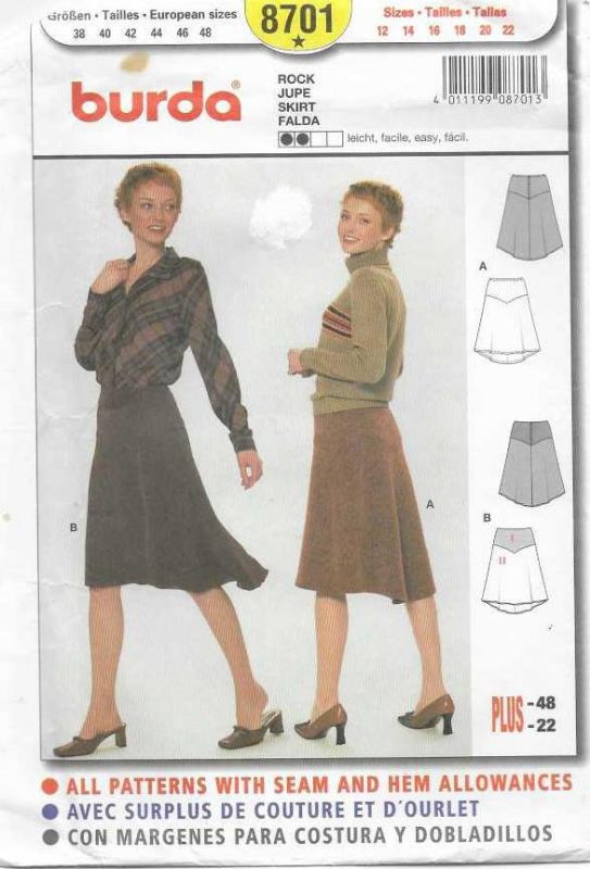 Picture of C208 BURDA 8701: SKIRT SIZE 12-22