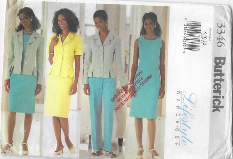 Picture of A134 BUTTERICK 3346: JACKET DRESS SKIRT & PANTS SIZE 8-12