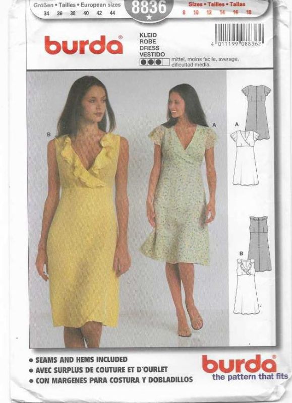 Picture of A20 BURDA 8836: DRESS SIZE 8-18