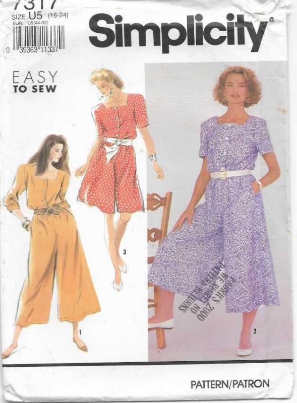 Picture of C320 SIMPLICITY 7317: CULOTTE DRESS IN TWO LENGTHS SIZE 16-24
