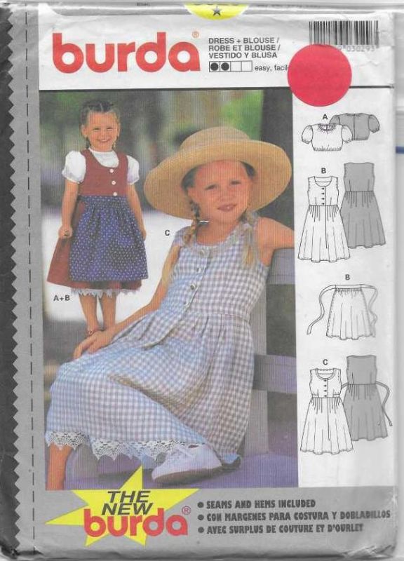 Picture of C239 BURDA 3029: GIRL'S DRESS TOP & SKIRT SIZE 2-8