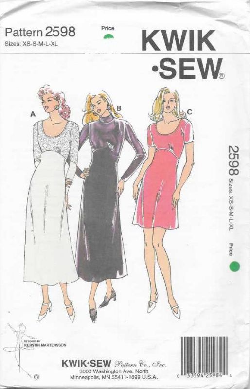 Picture of C242 KWIK*SEW 2598: DRESS SIZE XS-XL 
