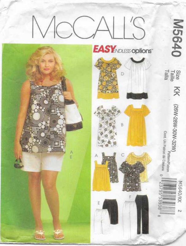 Picture of C353 McCALL'S M5640: WOMEN'S TOPS, DRESSES, SHORT  SIZE 26-32