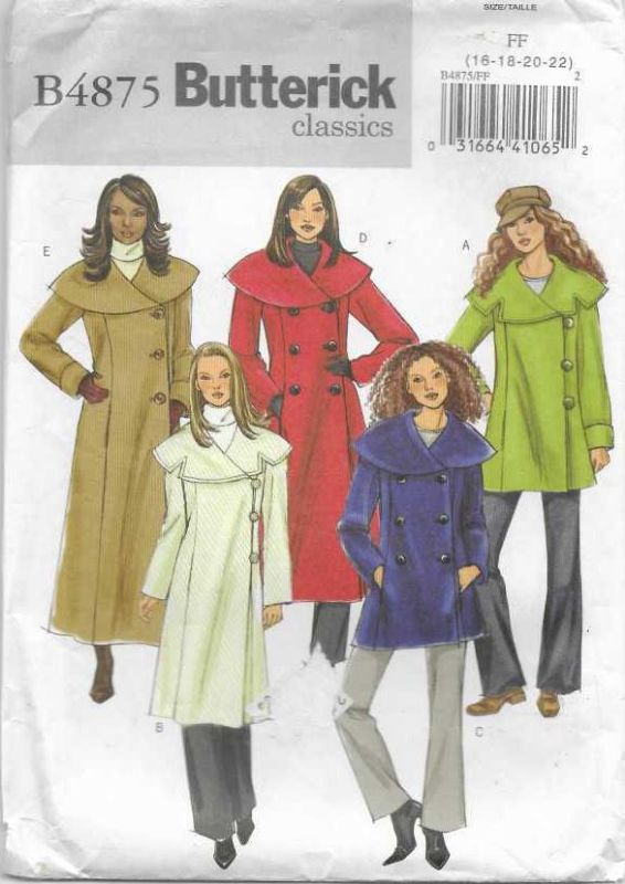 Picture of C324 BUTTERICK B4875: JACKET & COAT SIZE 16-22