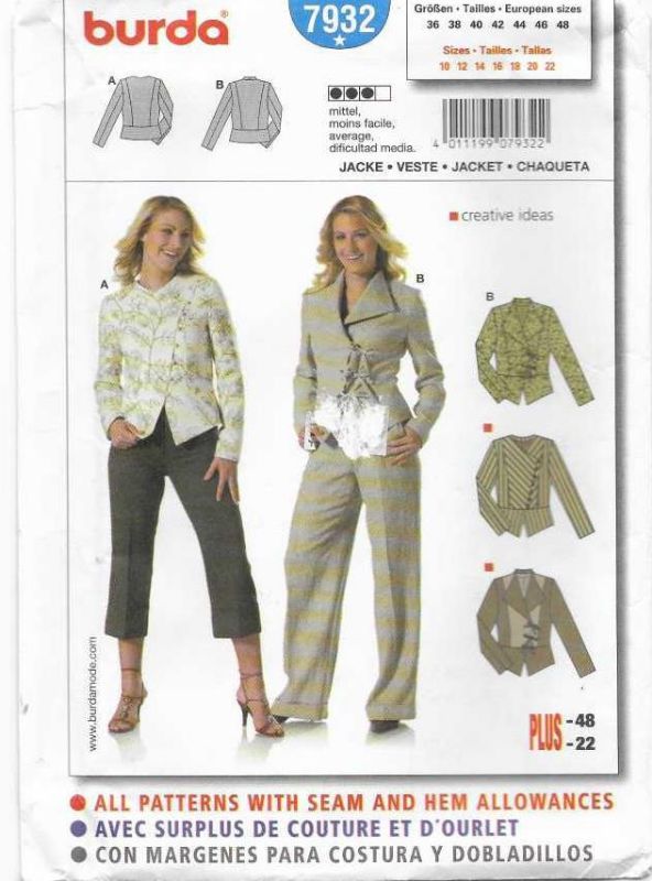 Picture of A125 BURDA 7932: JACKET SIZE 10-22