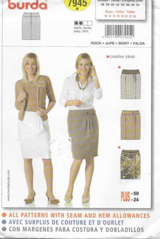Picture of A84 BURDA 7945: SKIRT SIZE 10-24