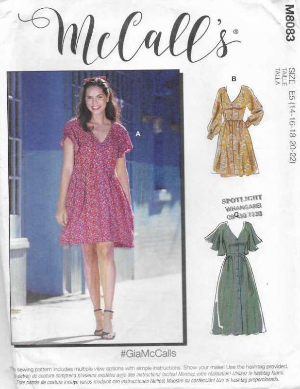 Picture of A36 McCALL'S M8083: DRESS SIZE 14-22