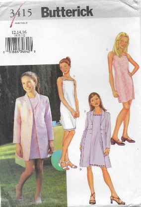 Picture of A101 BUTTERICK 3415: GIRL'S JACKET & DRESS SIZE 12-16