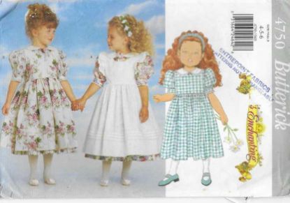 Picture of A31 BUTTERICK 4750: GIRL'S DRESS & PINAFORE SIZE 4-6