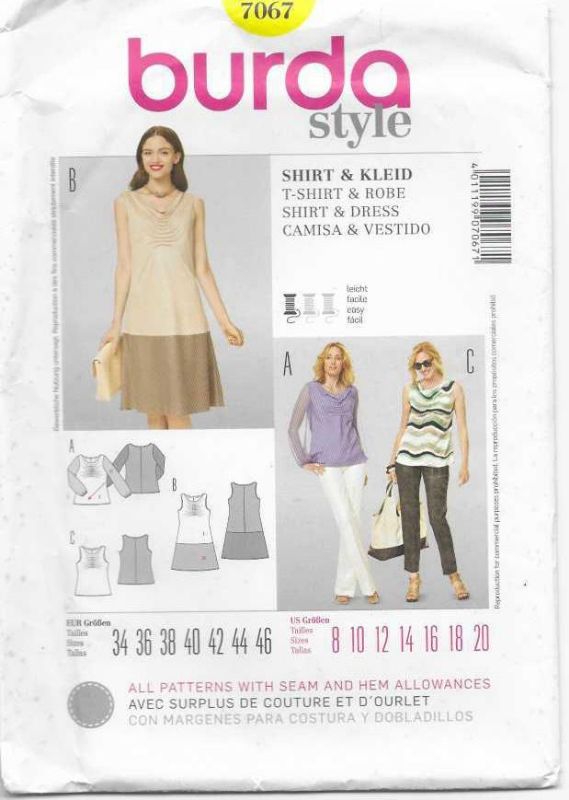 Picture of A116 BURDA 7067: TOP OR DRESS SIZE 8-20