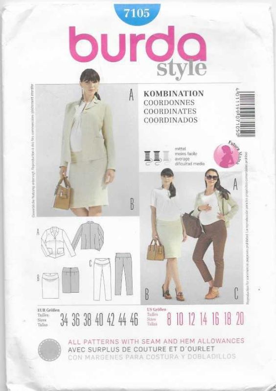 Picture of A91 BURDA 7105: JACKET, SHIRT, SKIRT & PANTS SIZE 8-20