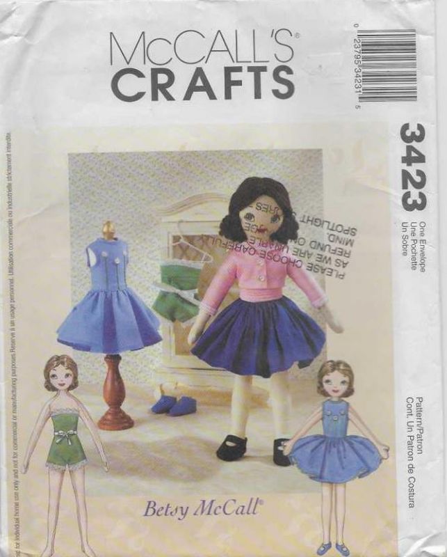 Picture of A22 McCALL'S 3423: RETRO BETSY DOLL & CLOTHES 