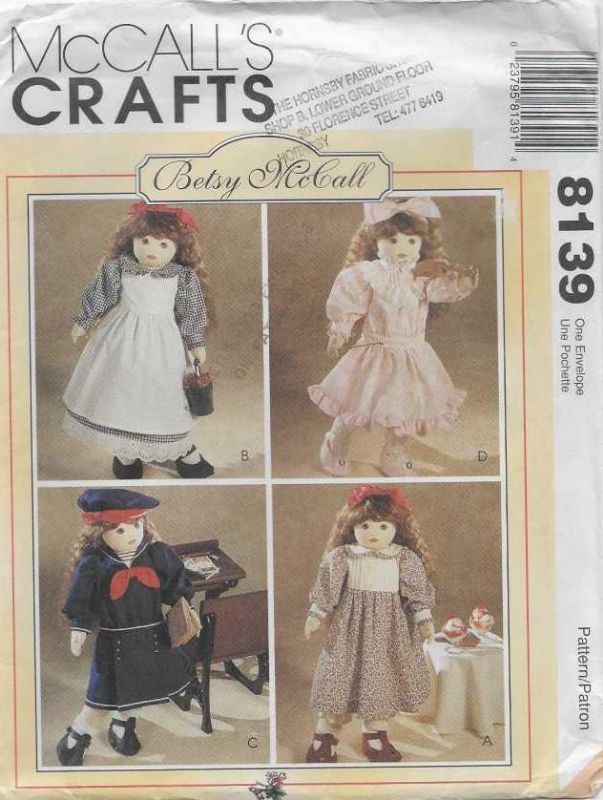 Picture of A14 McCALL'S 8139: BETSY McCALL DOLLS CLOTHES SIZE 18"