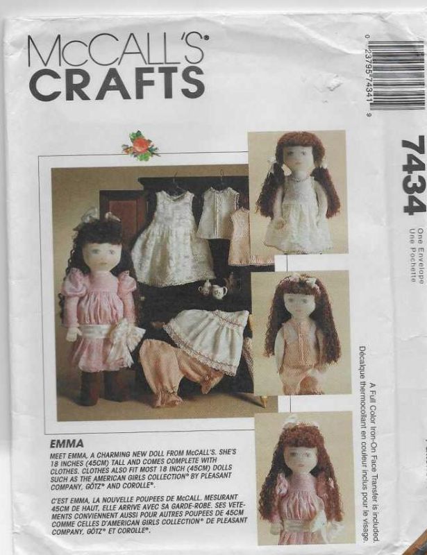 Picture of A6 McCALL'S 7434: DOLL & CLOTHES SIZE 18"