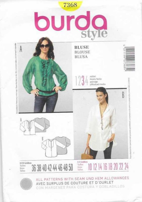 Picture of A49 BURDA 7368: BLOUSE SIZE 10-24