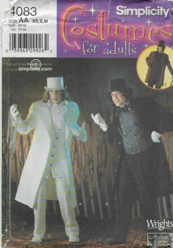 Picture of C253 SIMPLICITY 4083: MENS COSTUME SIZE XS-M 