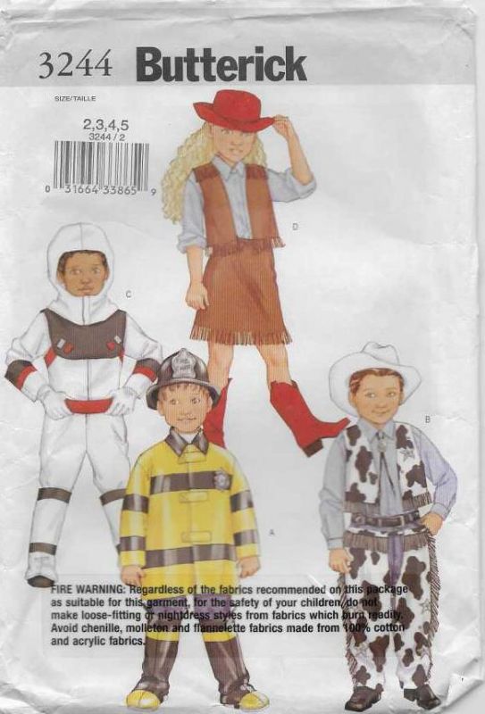 Picture of A136 BUTTERICK 3244: BOYS/GIRLS COSTUMES SIZE 2-5