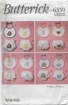 Picture of A35 BUTTERICK 6550: BABY'S  BIBS & DIAPER COVERS 