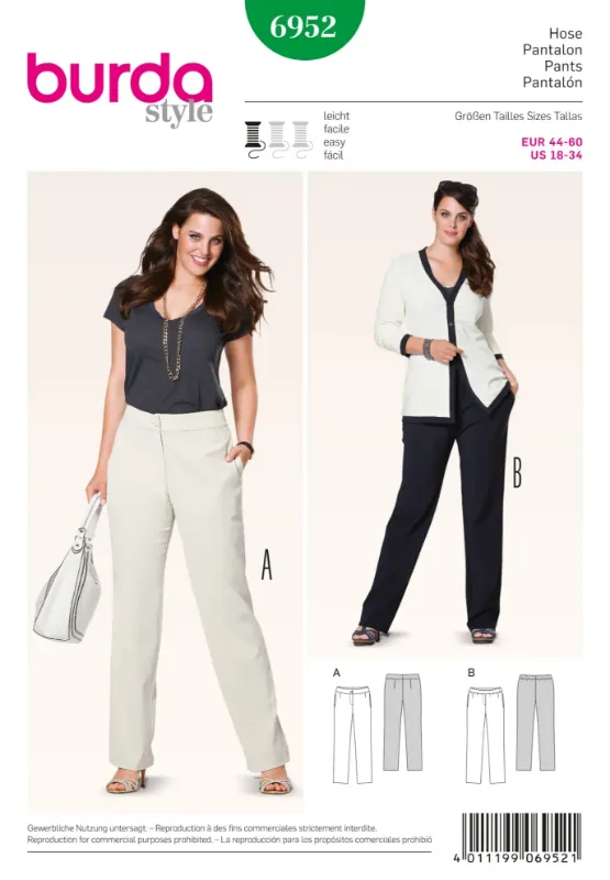 Picture of A49 BURDA 6952: PANTS SIZE 18-34