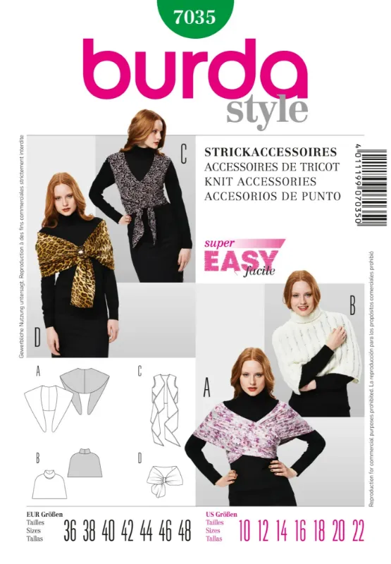 Picture of A52 BURDA 7035: KNIT ACCESSORIES SIZE 10-22