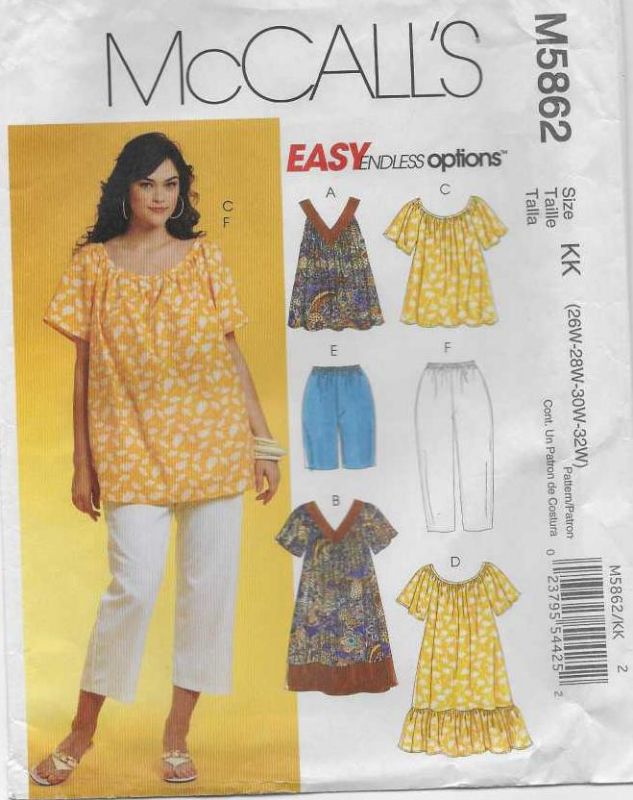 Picture of 66 McCALL'S M5862 TOPS, DRESSES, SHORTS & PANTS SIZE 26-32
